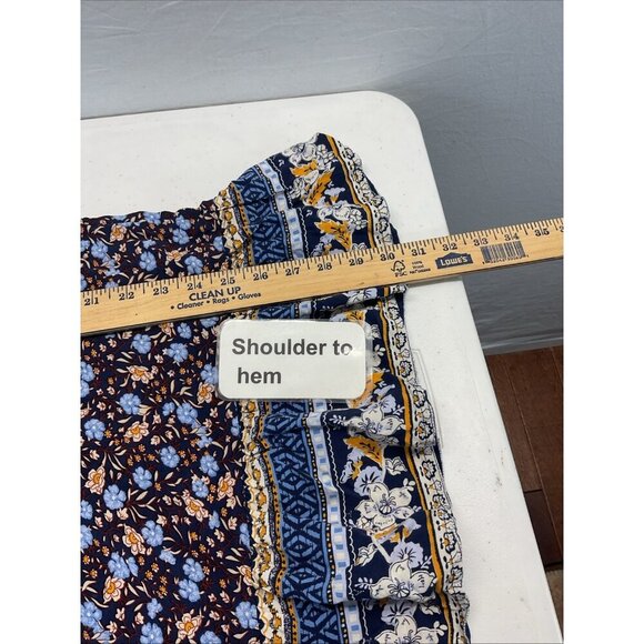 Sundance Boho Tunic Dress Long Sleeve Blue Floral Womens Size S Flowy - Picture 11 of 12